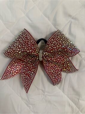 Red Rhinestone Cheer Bow